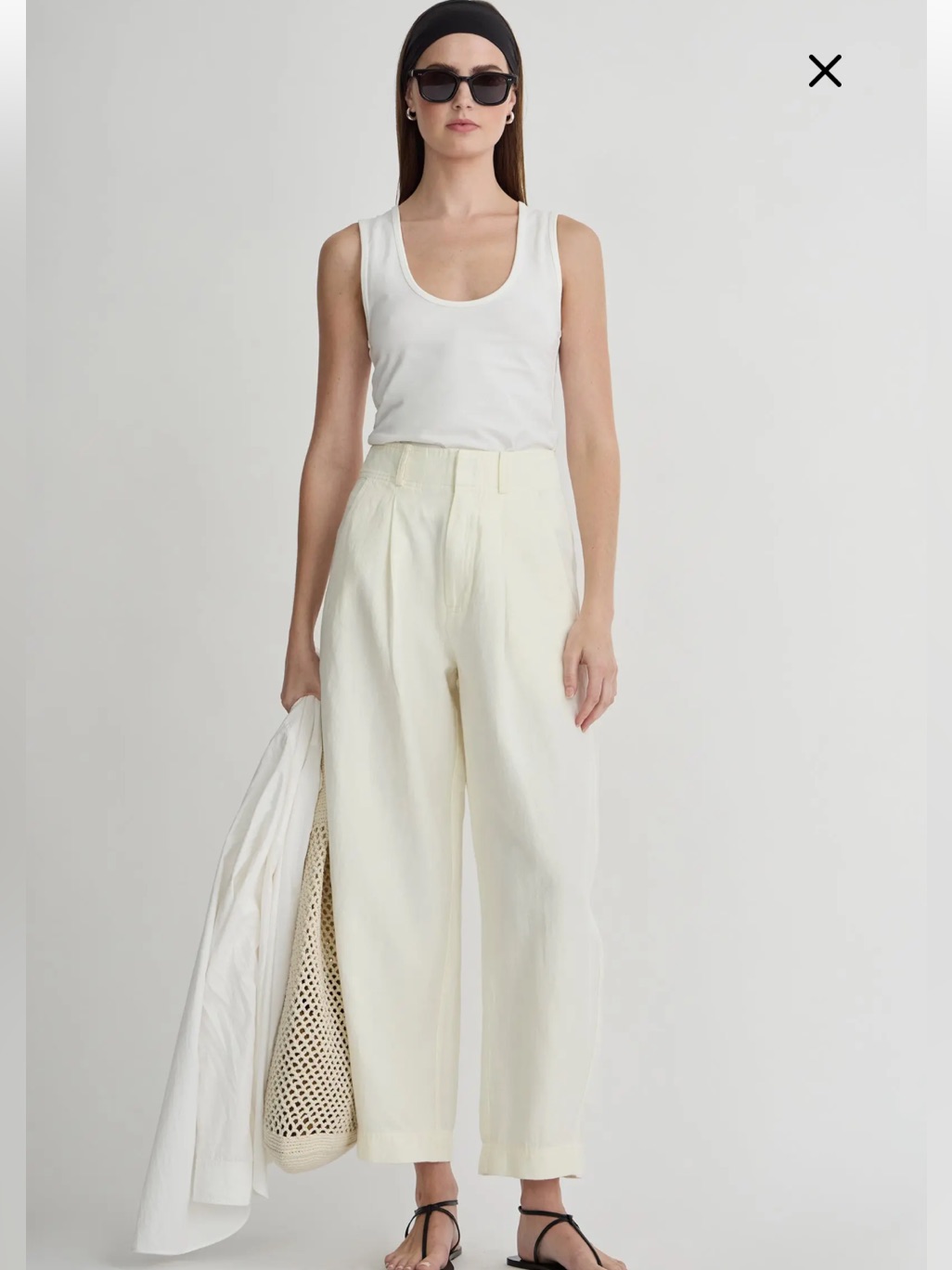 Nwt Apiece Apart Bari Crop Wide-Leg Cream High-Rise Trousers